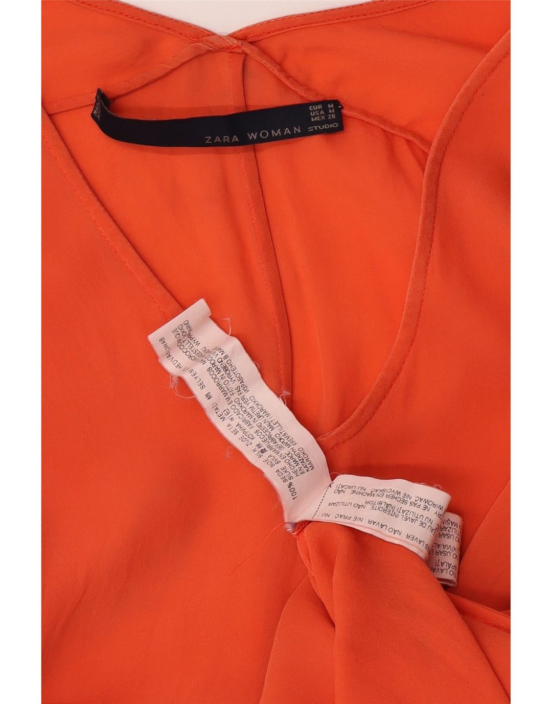 Maxi vestito trasparente da donna a maniche corte Zara UK 14 Seta arancione medio