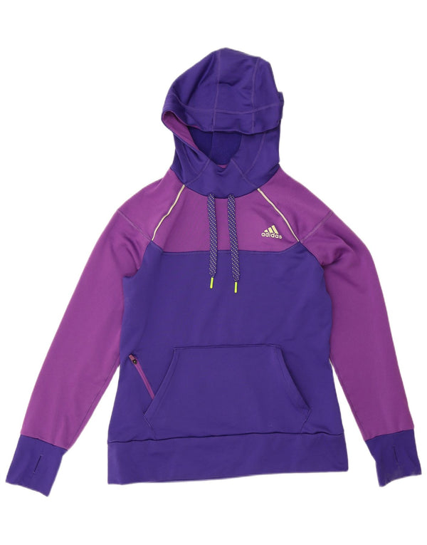 Maglione con cappuccio Adidas Climawarm da donna UK 12/14 Blocco colore viola medio