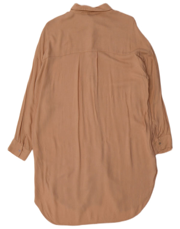 Abito chemisier oversize a maniche lunghe da donna Zara UK 6 XS Beige viscosa