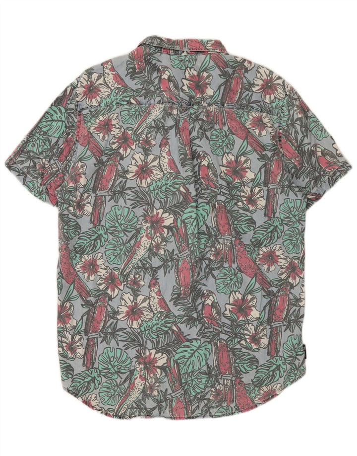 Camicia da uomo a maniche corte con vestibilità regolare SUPERDRY, cotone floreale blu grande