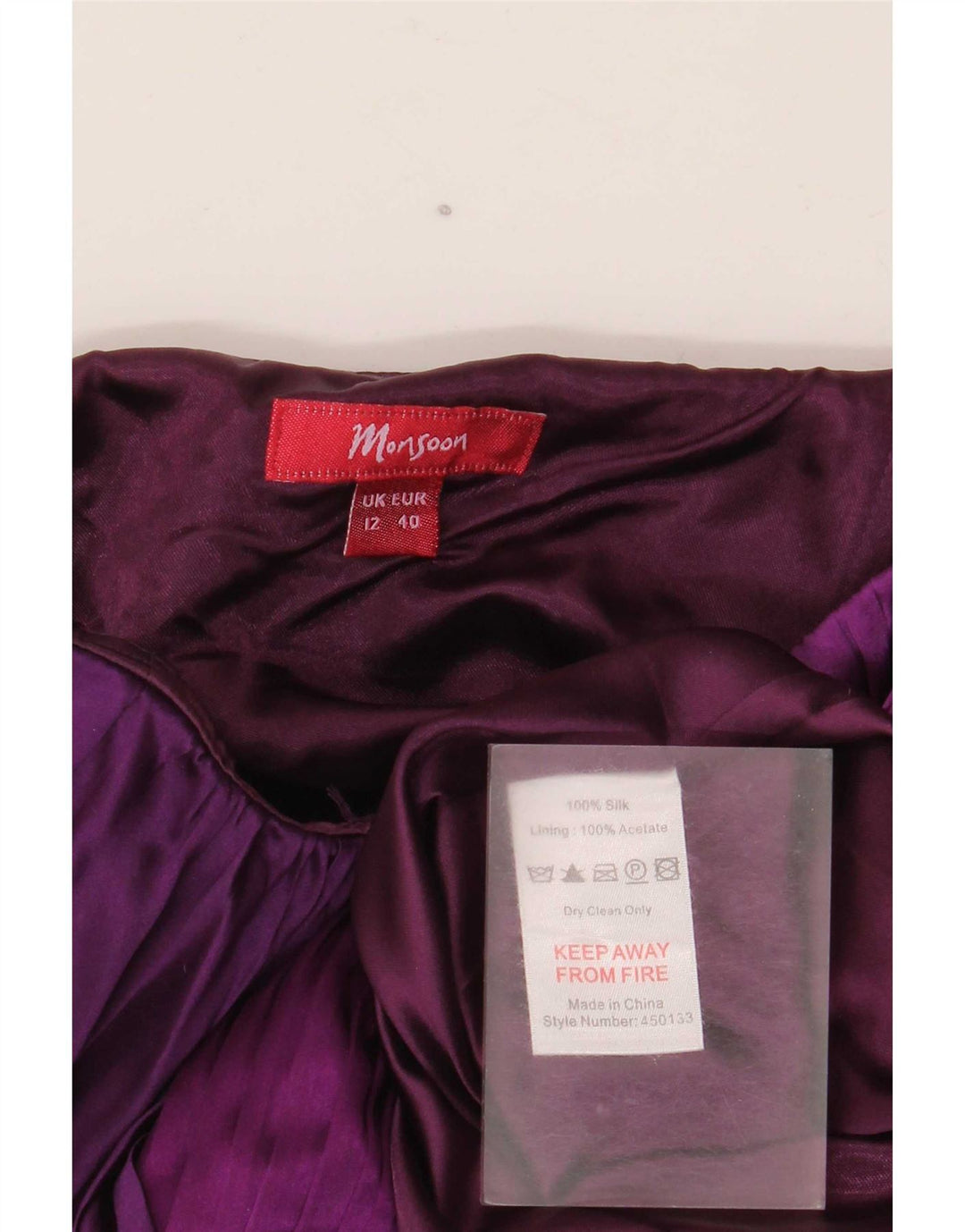 Abito senza spalline da donna Monsoon UK 12 Seta color block viola medio