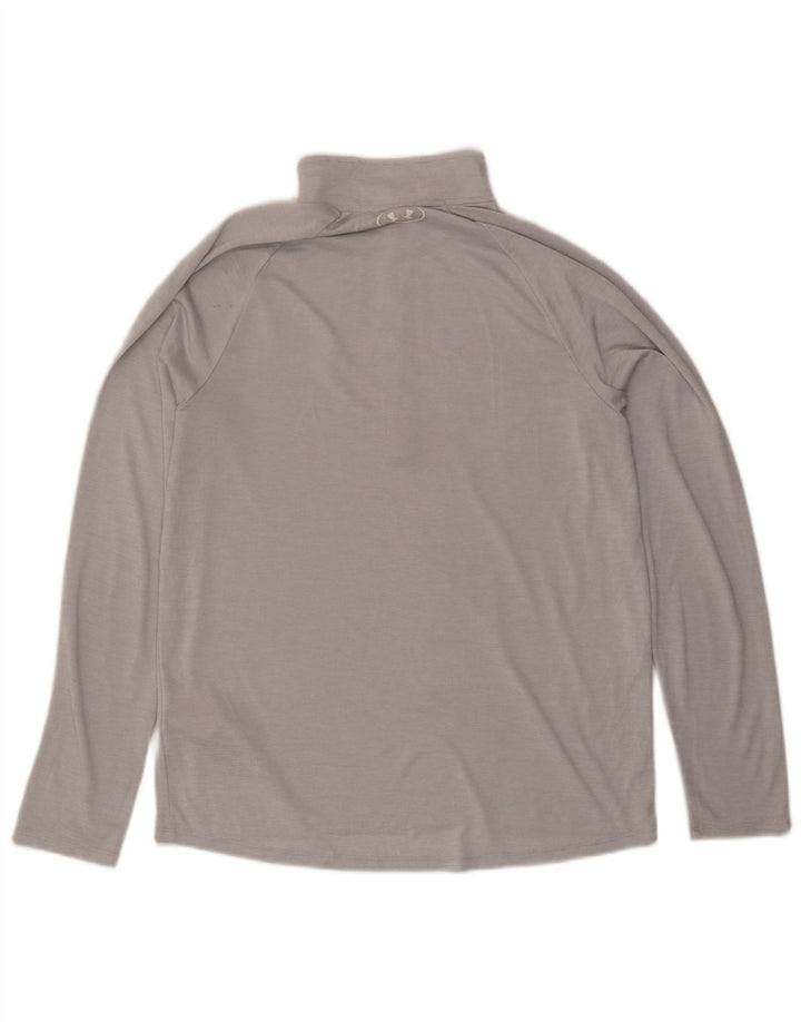 Under Armour da uomo con zip e collo, vestibilità ampia, manica lunga, poliestere grigio medio