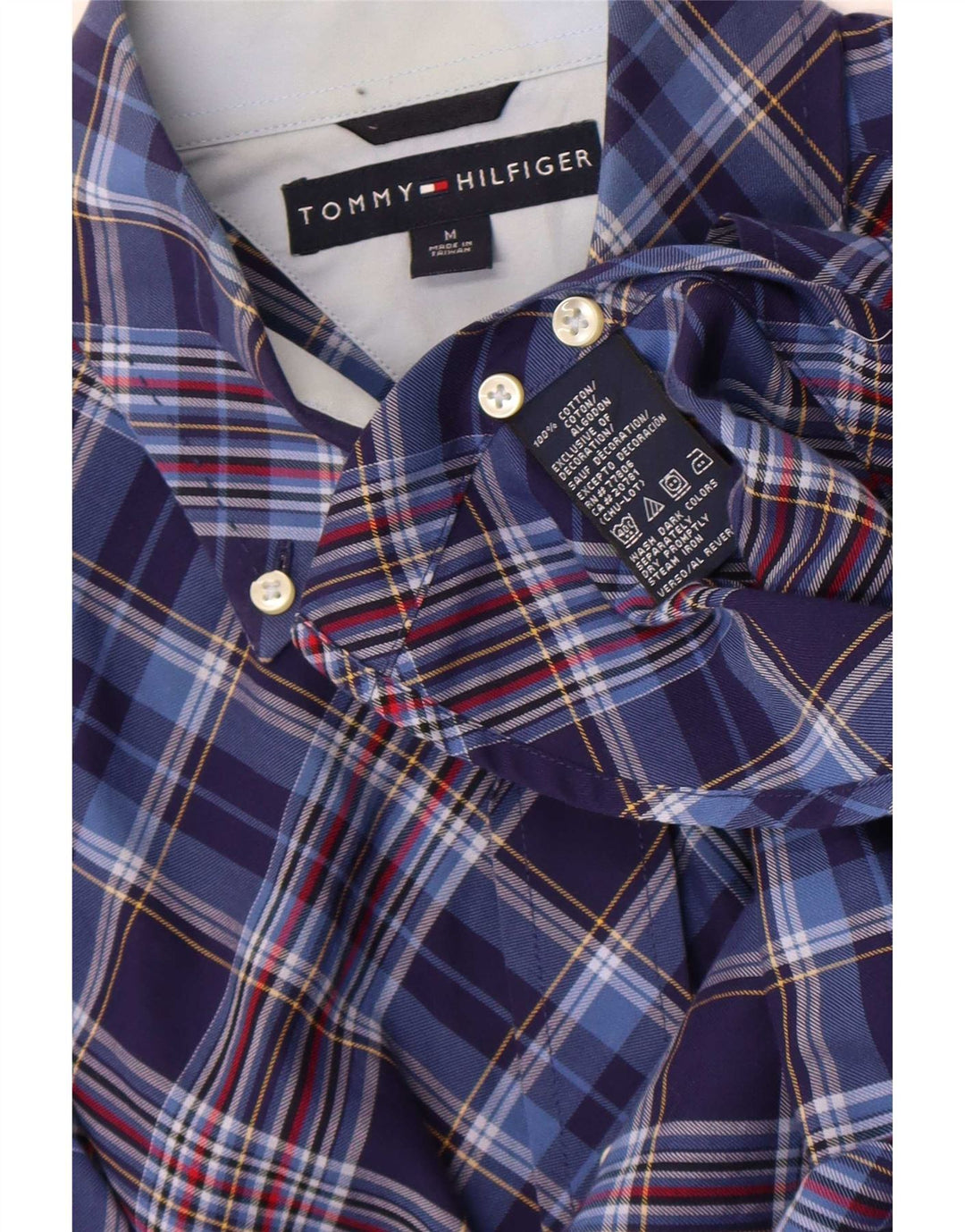 Camicia da uomo Tommy Hilfiger in cotone a quadri blu medio