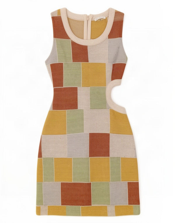 Vestito aderente ritagliato da donna Zara UK 8 Piccolo geometrico multicolore