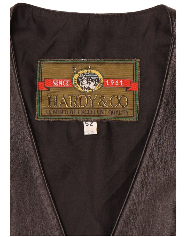 Gilet in pelle da uomo vintage IT 52 grande in pelle nera