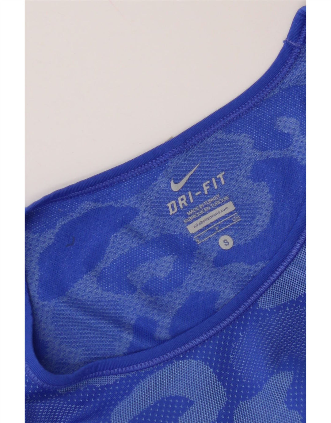 T-shirt NIKE Dri Fit da donna Top UK 10 Small Blue Camouflage