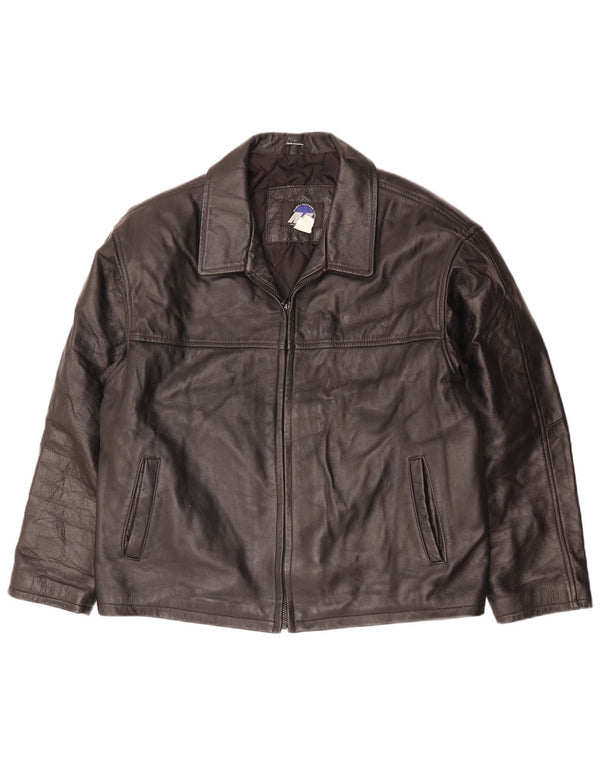 Giacca in pelle vintage da uomo UK 42 XL in pelle nera