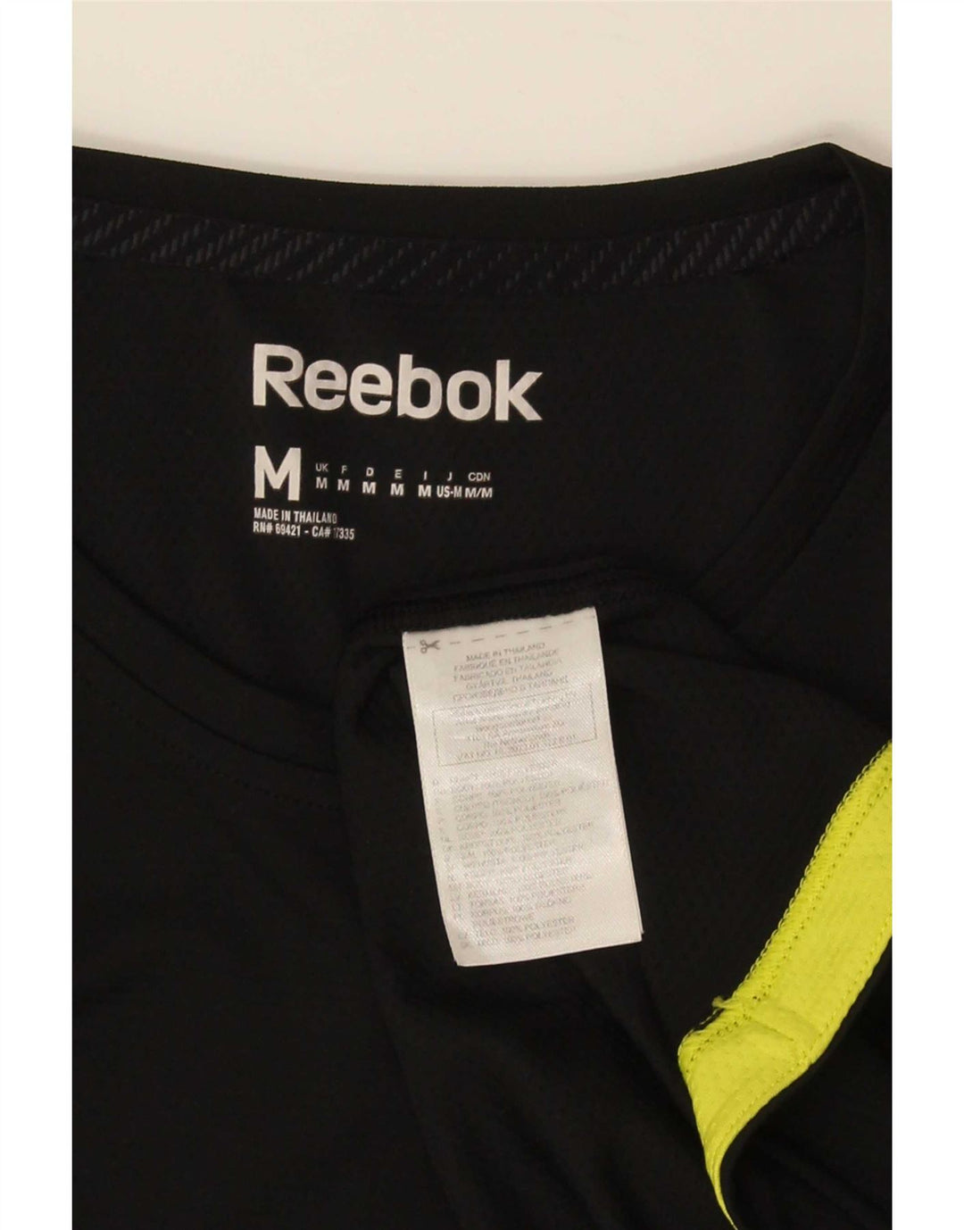 T-shirt Reebok da uomo Top medio nero in poliestere color block