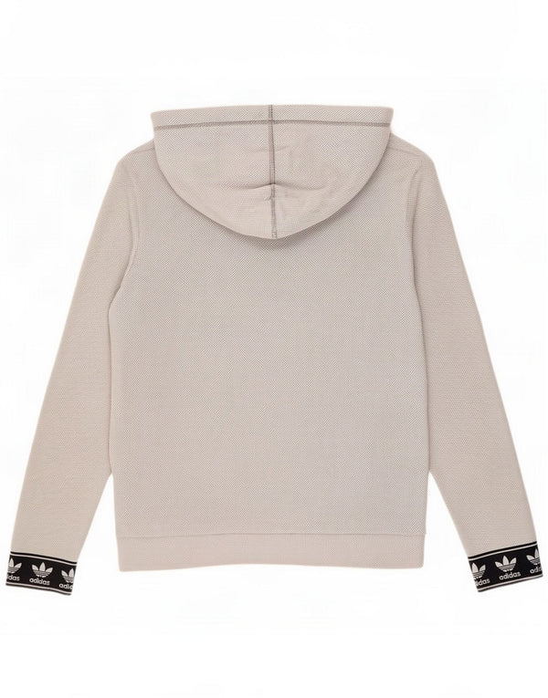 Adidas Felpa con cappuccio grafica da donna UK 10 Small Grey Fleece Cotton Sports