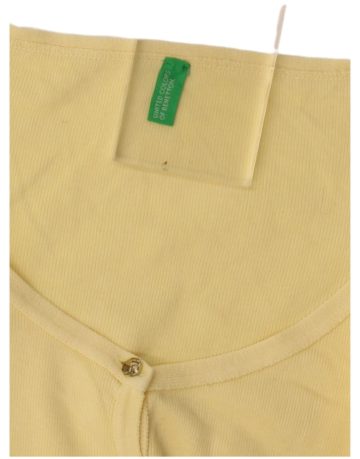 Maglione cardigan da donna Benetton UK 10 piccolo giallo