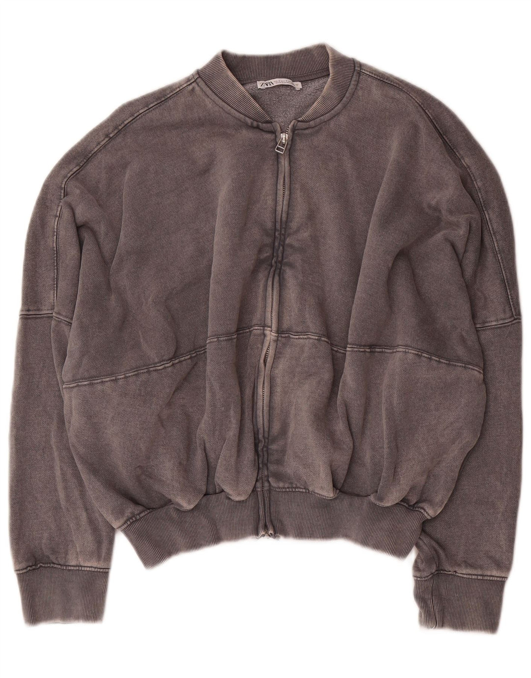 Giacca da ginnastica oversize corta da donna Zara UK 10 piccola in cotone grigio