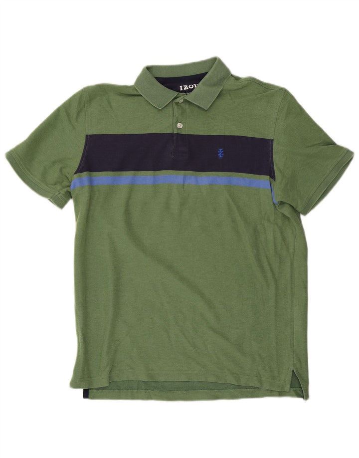 Polo da uomo IZOD in cotone color block verde medio