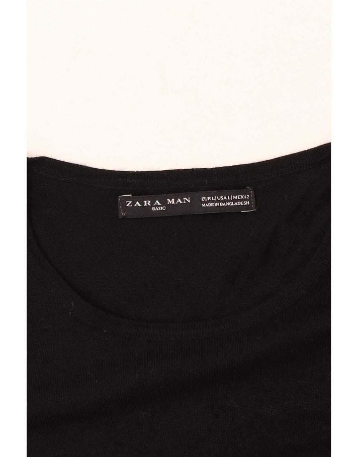 Maglione maglione girocollo da uomo Zara grande nero