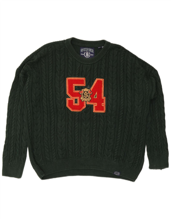 Maglione maglione oversize da donna con scollo a barca SUPERDRY UK 16 grande verde