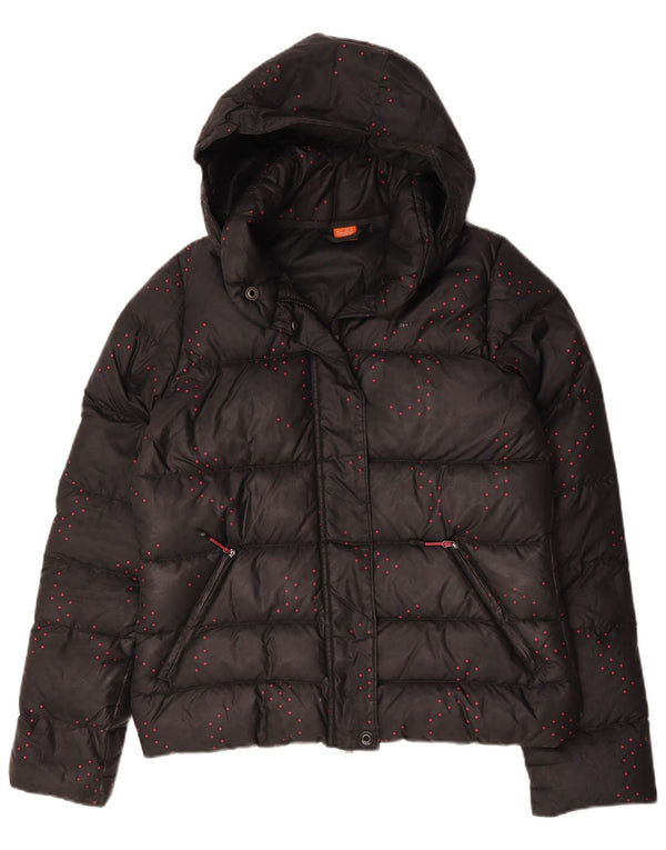 Giacca imbottita con cappuccio Nike da donna UK 12 media nera maculata