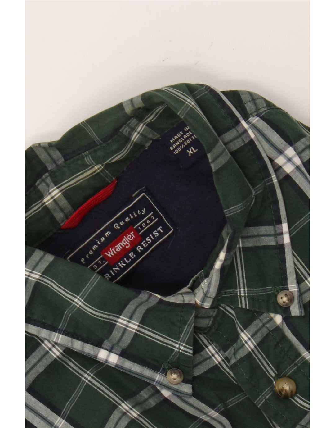 Camicia a maniche corte da uomo Wrangler XL in cotone a quadri verdi