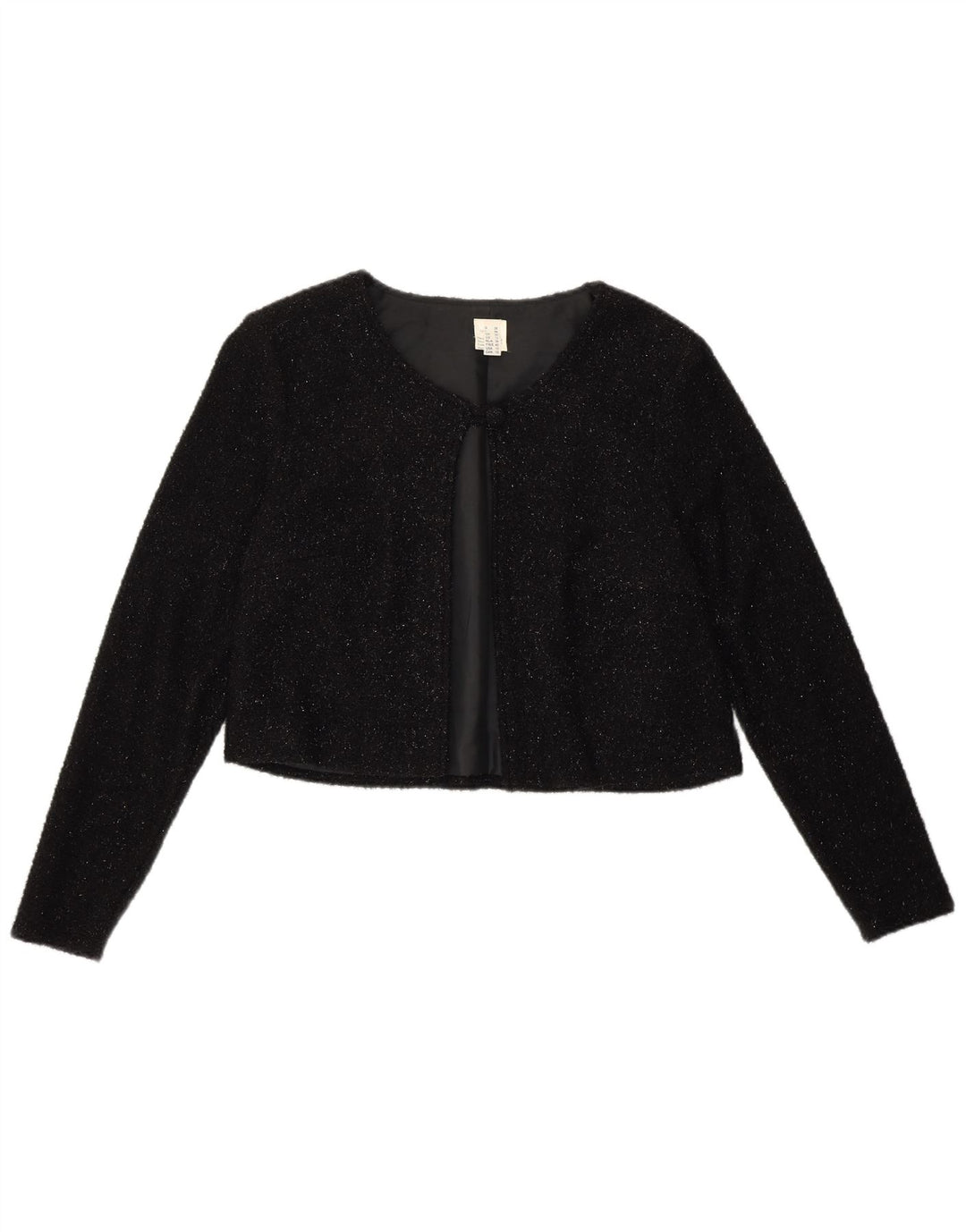 Giacca Bolero da donna VINTAGE UK 12 nylon medio nero screziato