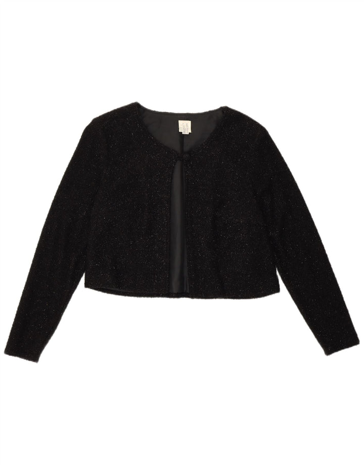 Giacca Bolero da donna VINTAGE UK 12 nylon medio nero screziato