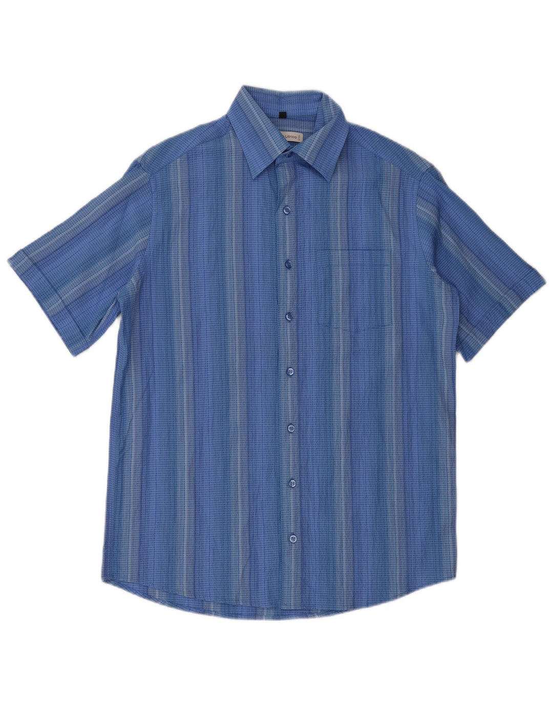 Angelo Litrico Camicia da uomo a maniche corte taglia 39/40 a righe blu medio