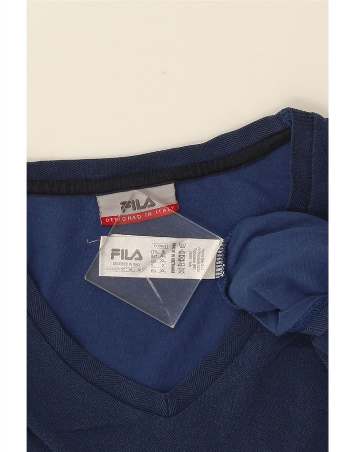 T-shirt Fila da uomo Top XL in cotone a spina di pesce blu