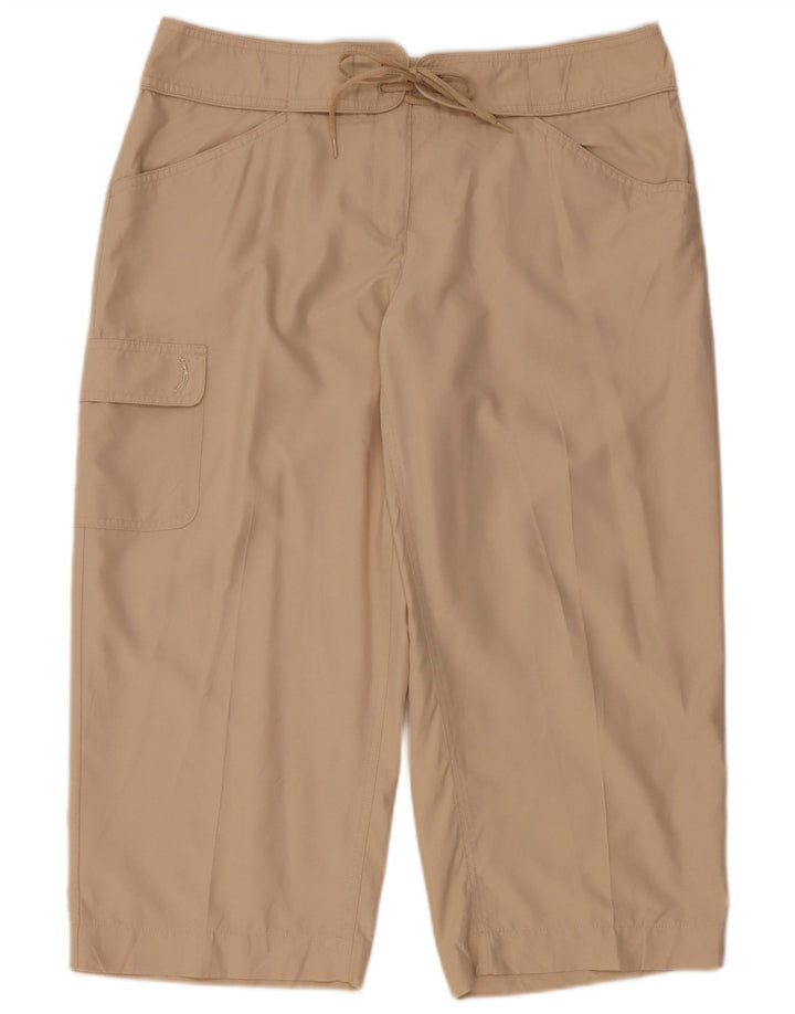 Pantaloni cargo Capri da donna Izod US 12 Large W34 L21 Poliestere beige