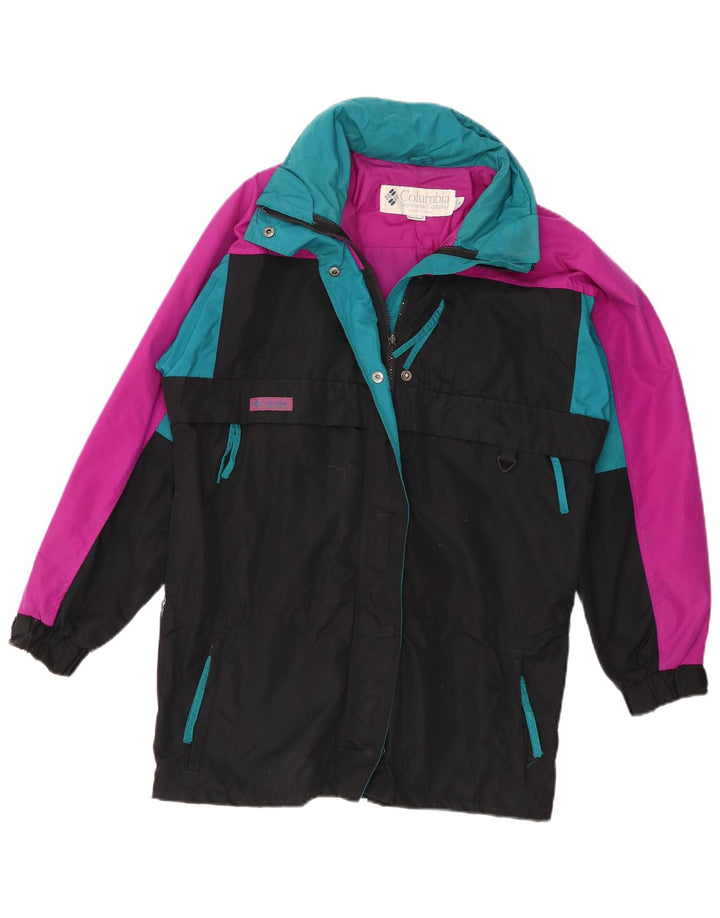 Giacca antipioggia Columbia da donna, vestibilità ampia, UK 14, nylon color block medio nero