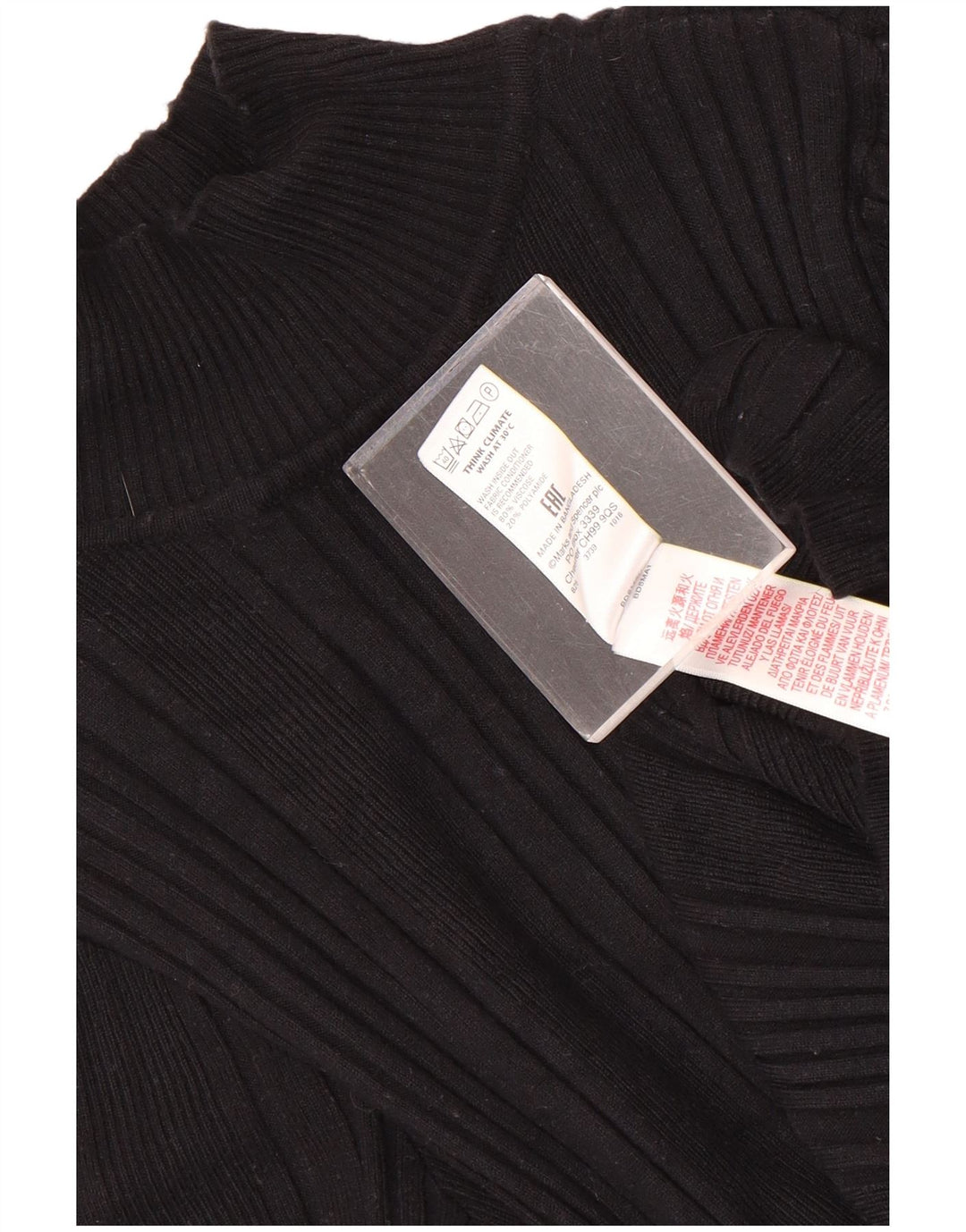 Marks & Spencer Top da donna a maniche lunghe UK 10 Small in viscosa nera