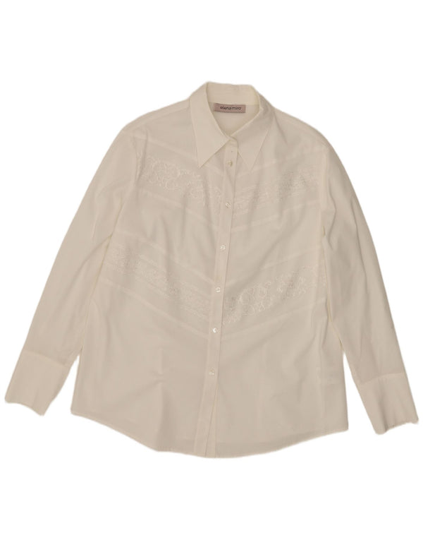 ELENA MIRO Camicetta da donna UK 14 Grande cotone floreale bianco
