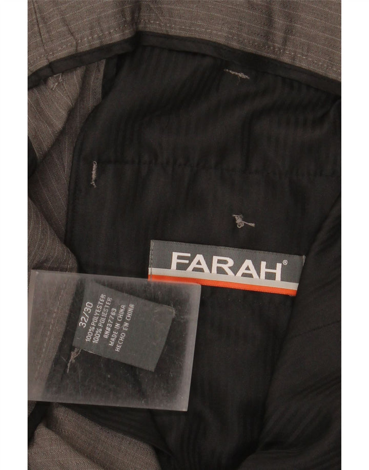 Pantaloni corti dritti da uomo Farah W32 L24 poliestere gessato grigio