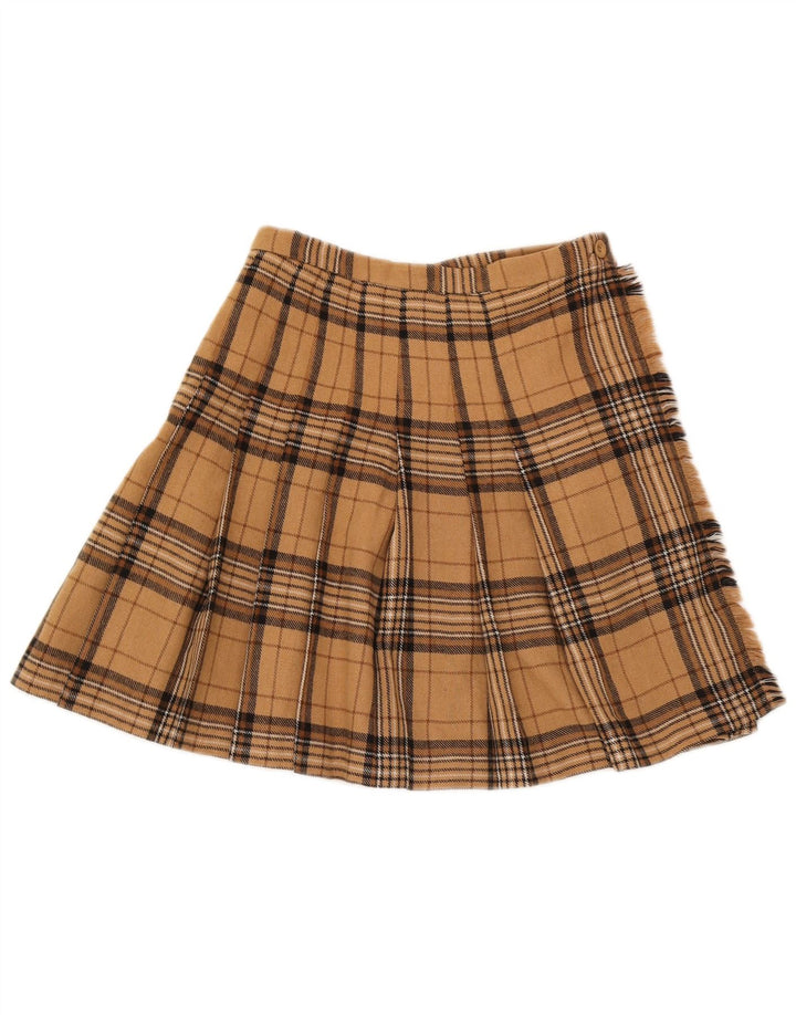 Gonna a portafoglio vintage da donna W26 piccola scozzese marrone