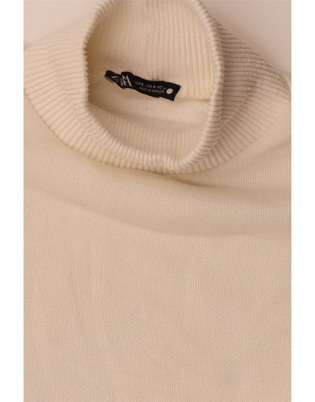 Maglione corto oversize con collo dolcevita da donna Zara UK 10 piccolo bianco sporco