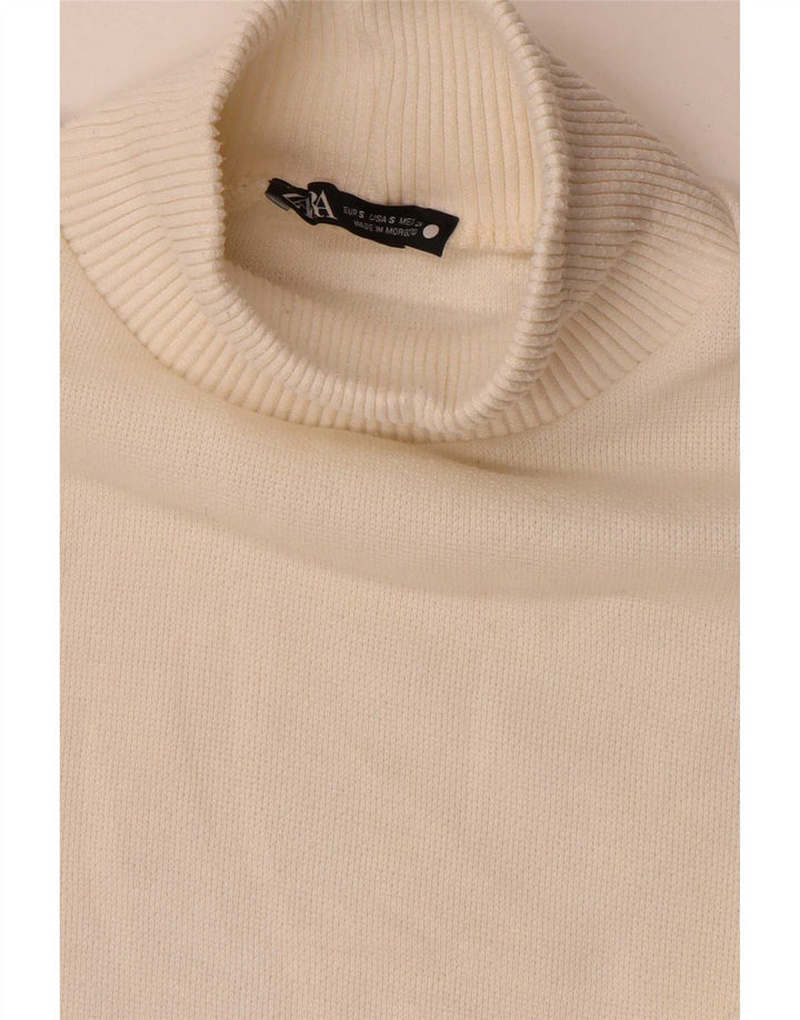Maglione corto oversize con collo dolcevita da donna Zara UK 10 piccolo bianco sporco
