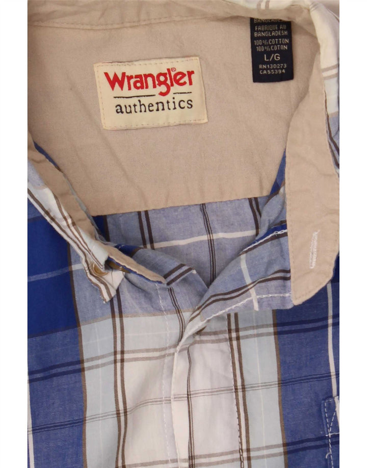 Camicia a maniche corte da uomo Wrangler in cotone a quadri blu grandi