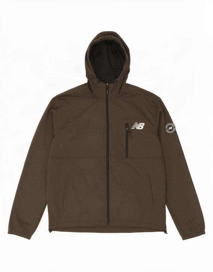 Giacca da tuta da uomo con cappuccio New Balance, grande, in poliestere kaki