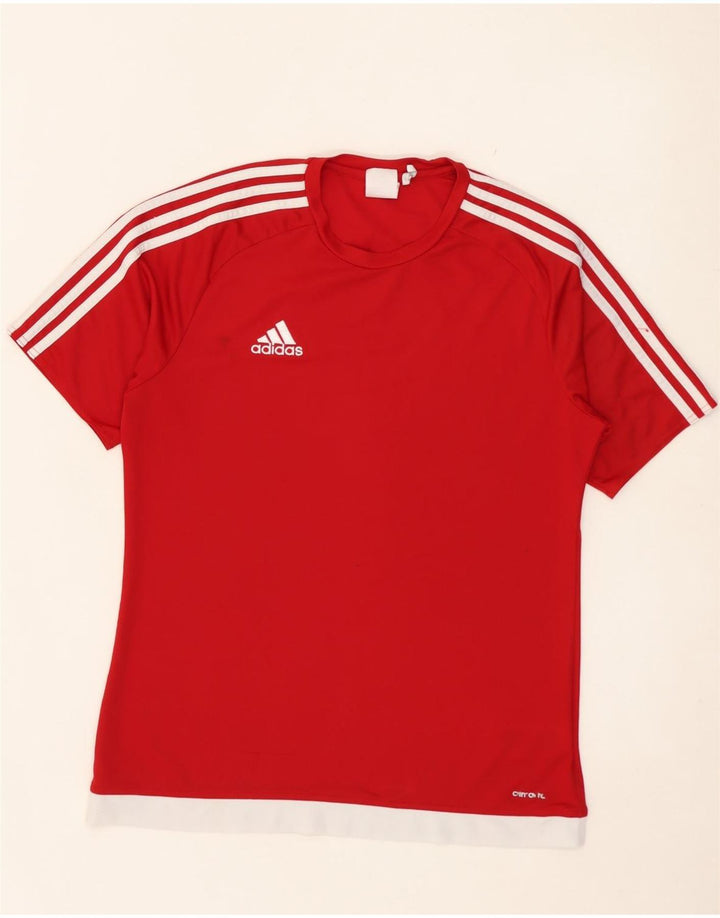T-shirt Adidas Climalite da uomo Top in poliestere color block rosso medio