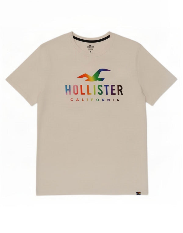 T-shirt grafica da uomo Hollister Top XL in cotone bianco
