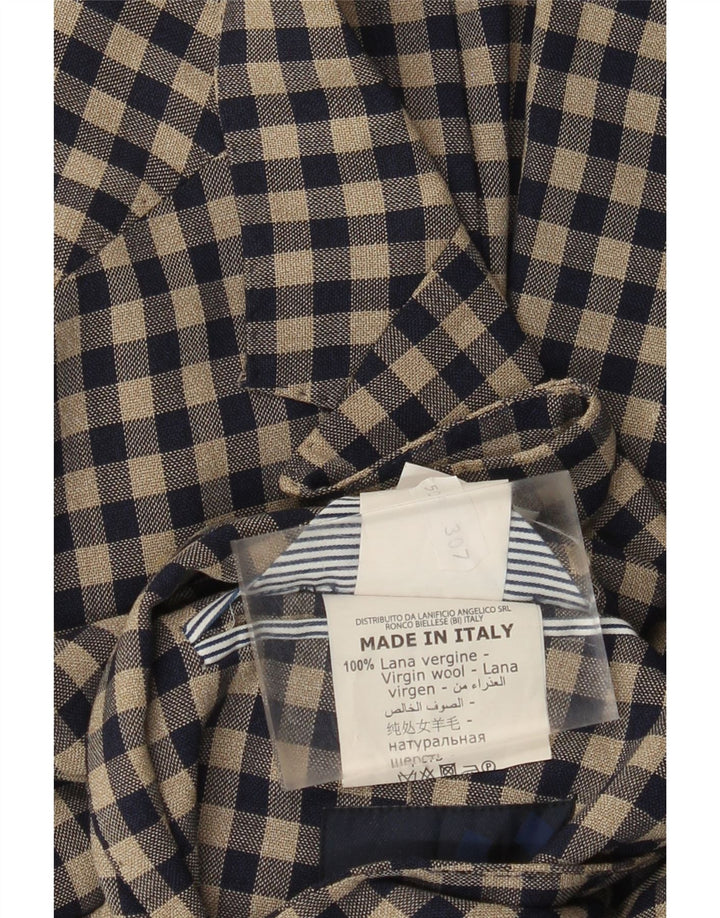 Giacca blazer da uomo a 2 bottoni Angelico IT 50 Large Beige Lana a quadretti