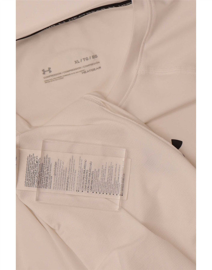 Under Armour Mens Heat Gear Top manica lunga XL poliestere bianco