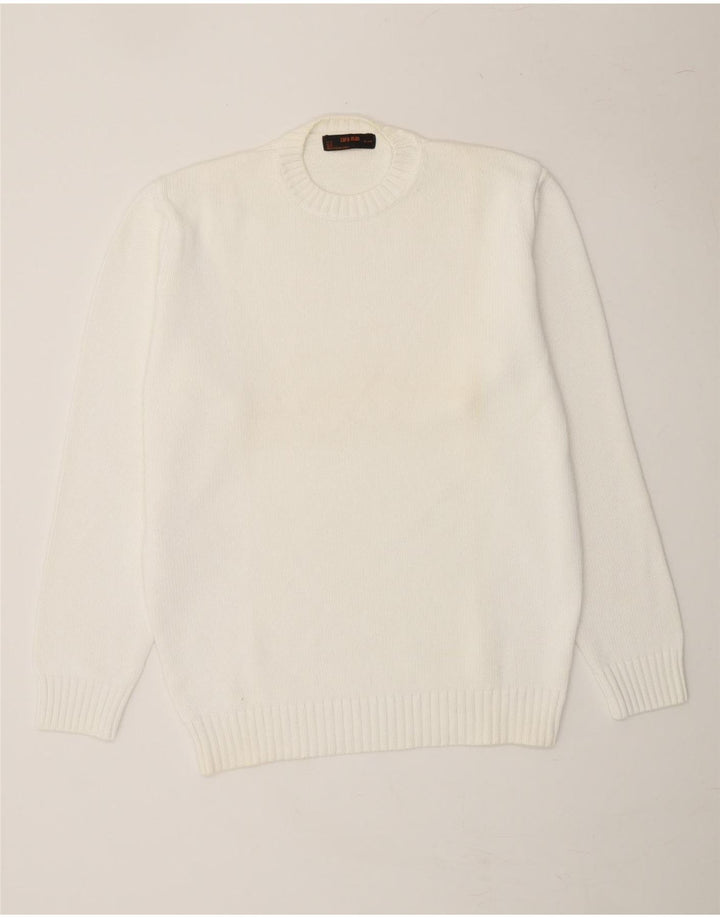 ZARA Mens Crew Neck Jumper Sweater XL White Vintage Zara and Second-Hand Zara from Messina Hembry 