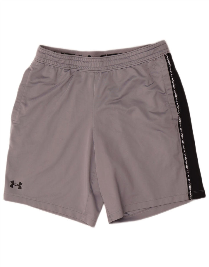 Pantaloncini sportivi con grafica da uomo Under Armour, grandi, in poliestere color block grigio