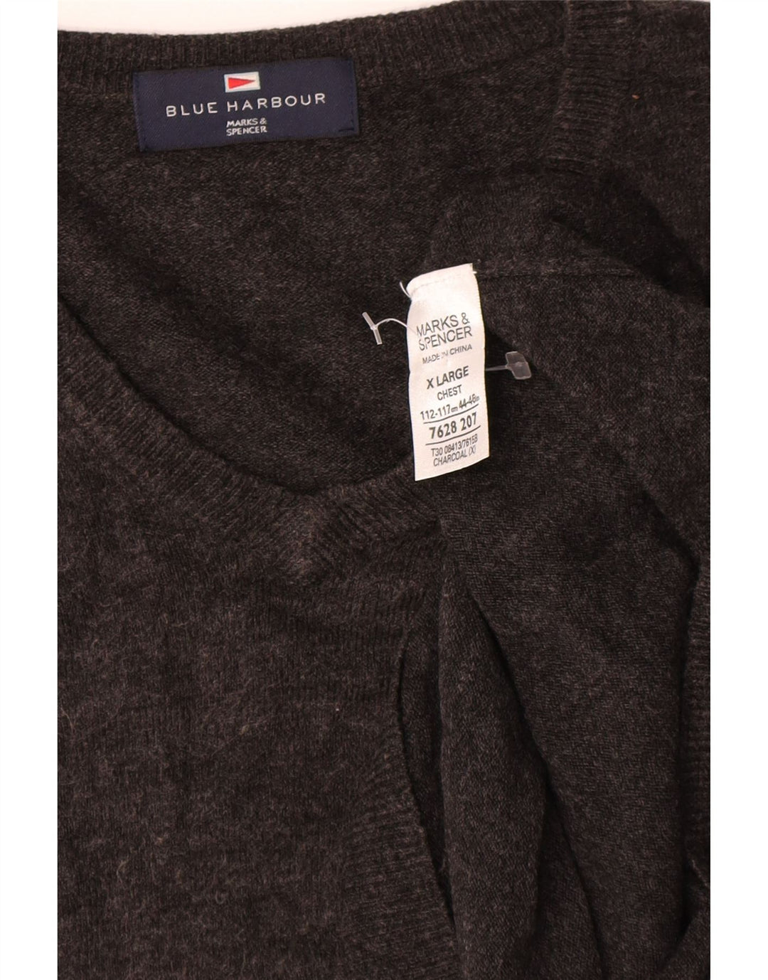 Maglione con scollo a V blu Harbour da uomo Marks & Spencer XL grigio acrilico