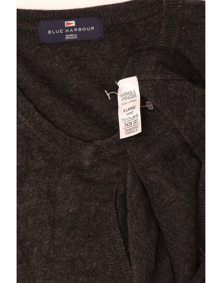 Maglione con scollo a V blu Harbour da uomo Marks & Spencer XL grigio acrilico