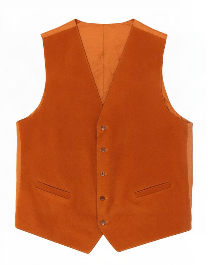 Gilet vintage da uomo in pelle scamosciata piccolo marrone