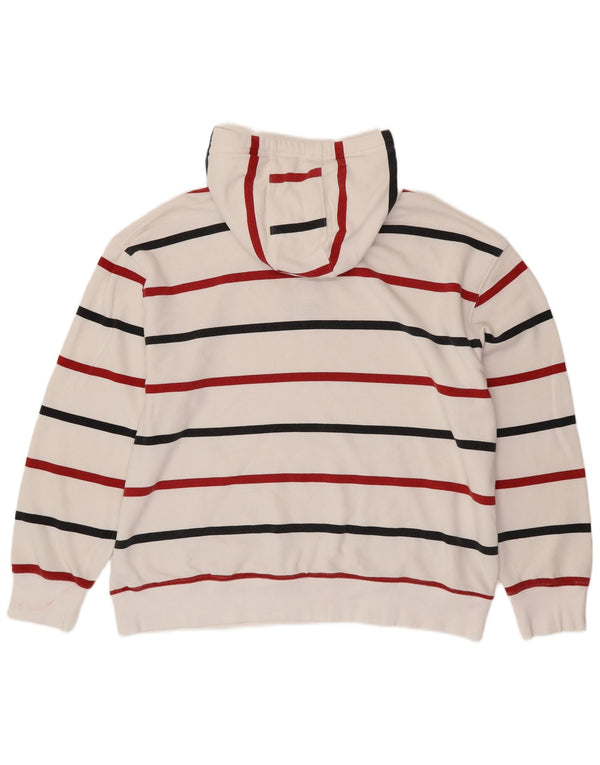 TOMMY HILFIGER Felpa con cappuccio da uomo 2XL Cotone a righe bianche