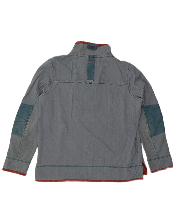 Felpa da uomo con collo con zip Fat Face, maglione grande, cotone blu