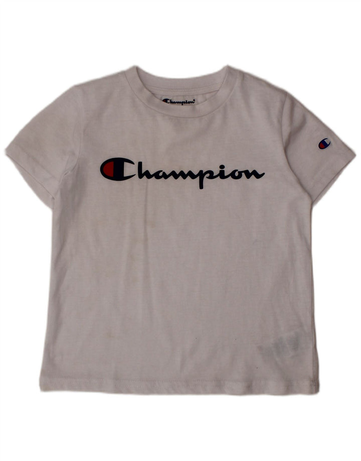 T-shirt grafica per ragazzi CHAMPION Top 4-5 anni in cotone bianco