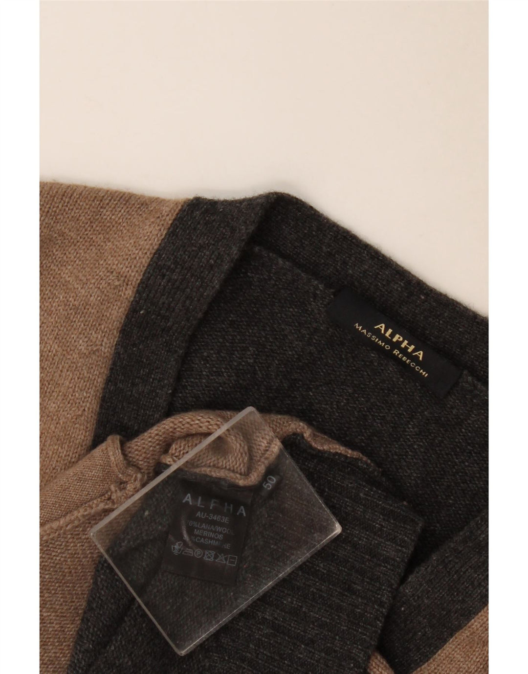 Maglione cardigan da uomo Alpha Massimo Rebecchi IT 50 Colorblock marrone medio