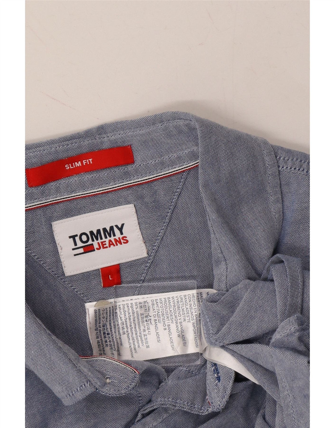 TOMMY HILFIGER Mens Slim Fit Shirt Large Blue Cotton Vintage Tommy Hilfiger and Second-Hand Tommy Hilfiger from Messina Hembry 