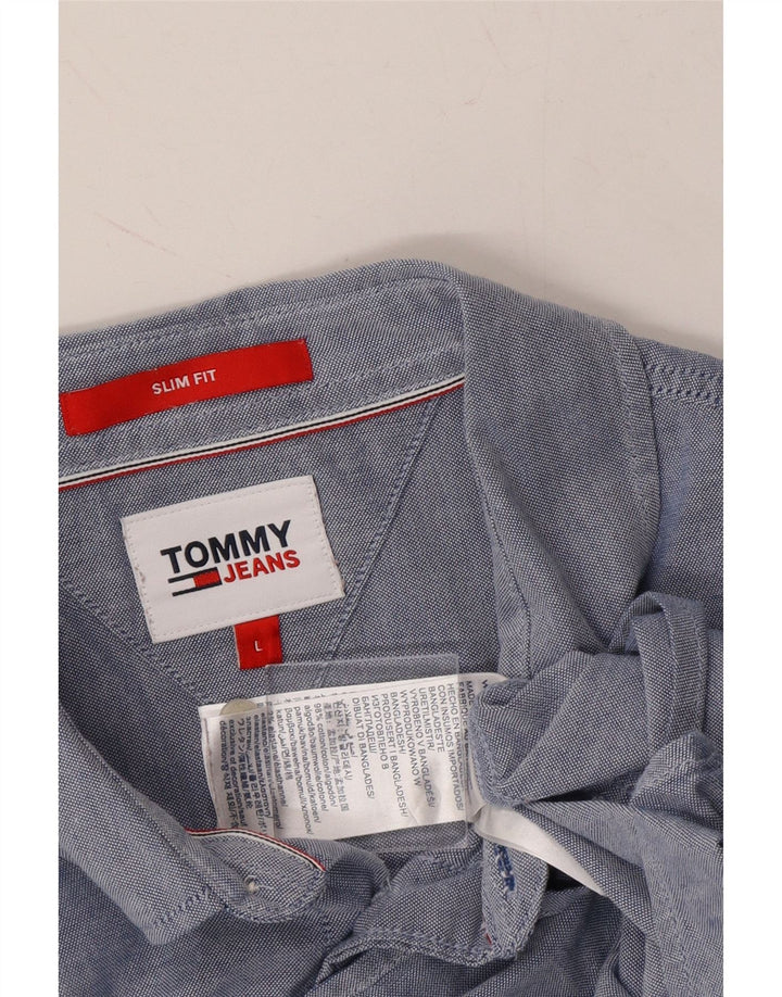 TOMMY HILFIGER Mens Slim Fit Shirt Large Blue Cotton Vintage Tommy Hilfiger and Second-Hand Tommy Hilfiger from Messina Hembry 