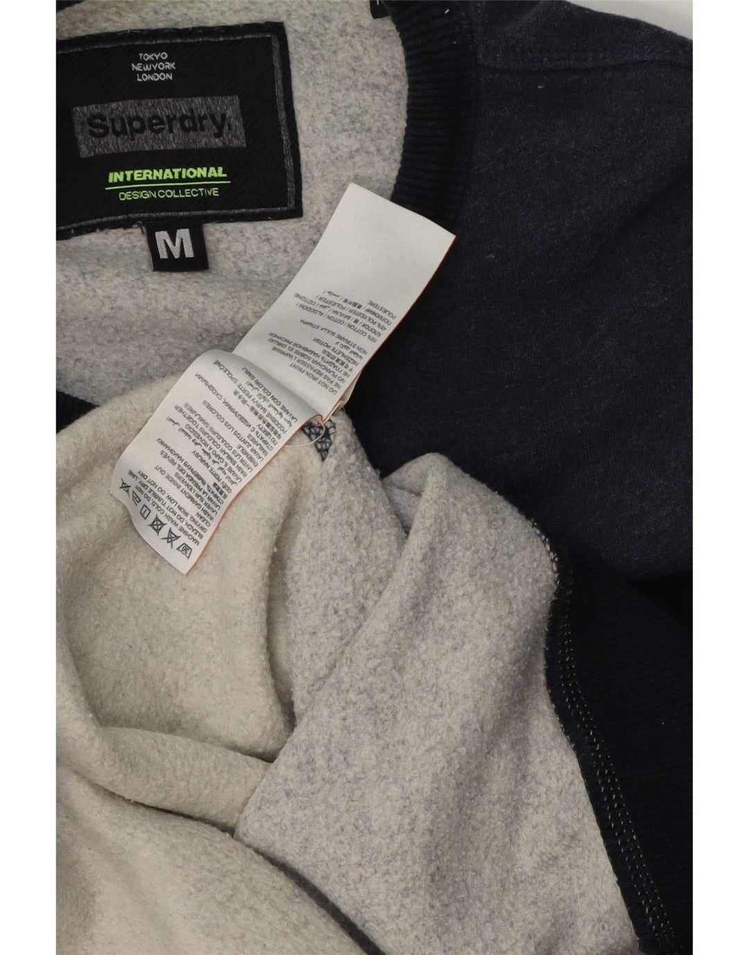 Felpa grafica da uomo Superdry Maglione medio blu navy in cotone color block